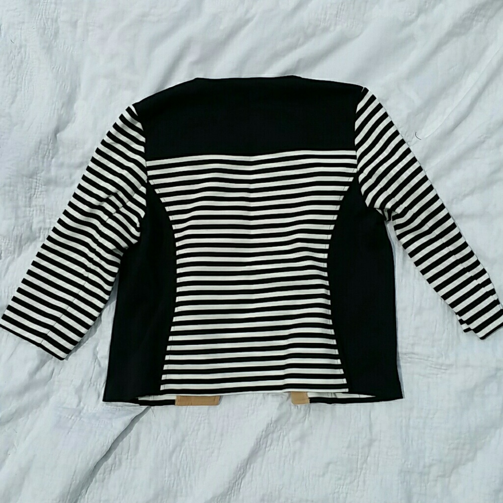 Chico's Black and White Striped Blazer - Picture 3 of 5